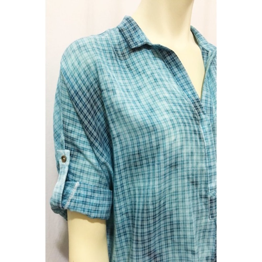 Holding Horses Small Blue Plaid Tie Dye Pop Over - Picture 3 of 9